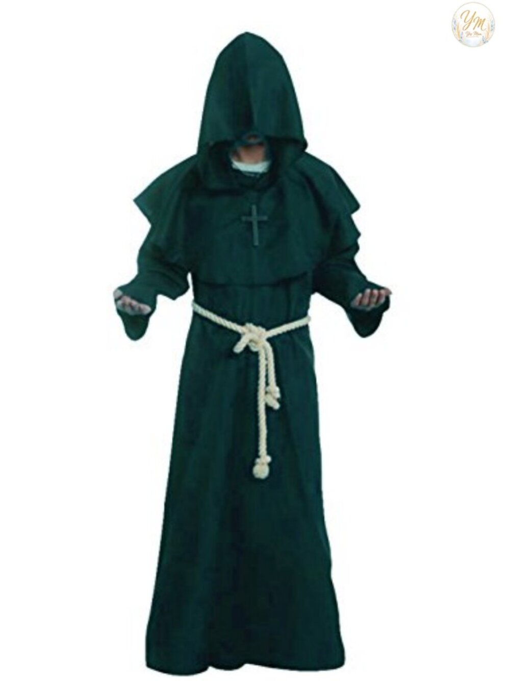 Medieval Friar Monk Hooded Robe Costume Cosplay Halloween